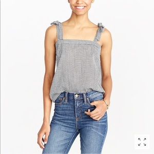Gingham tie tank top
